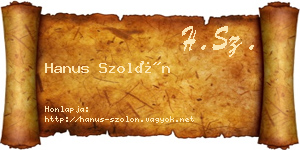 Hanus Szolón névjegykártya